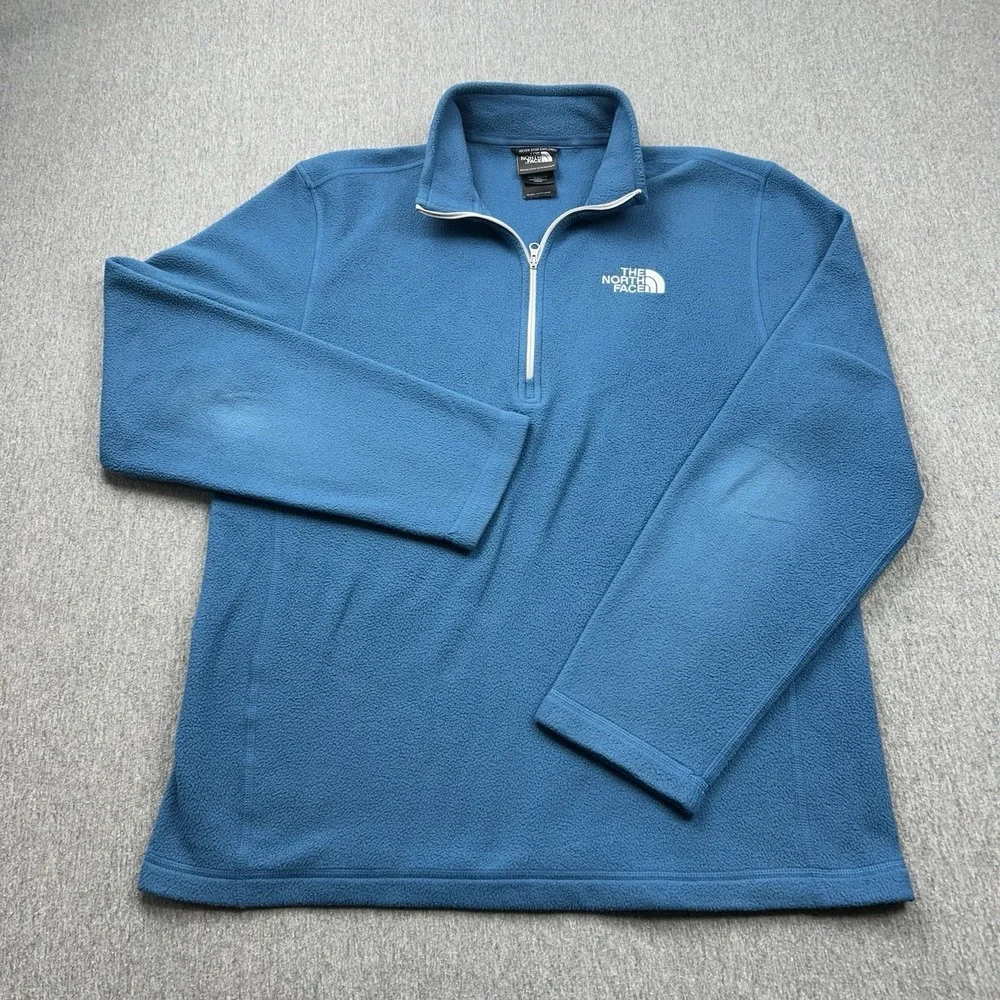 The North Face 1/4 Zip Pullover Men's Medium Fleece‎ Blue Lightweight